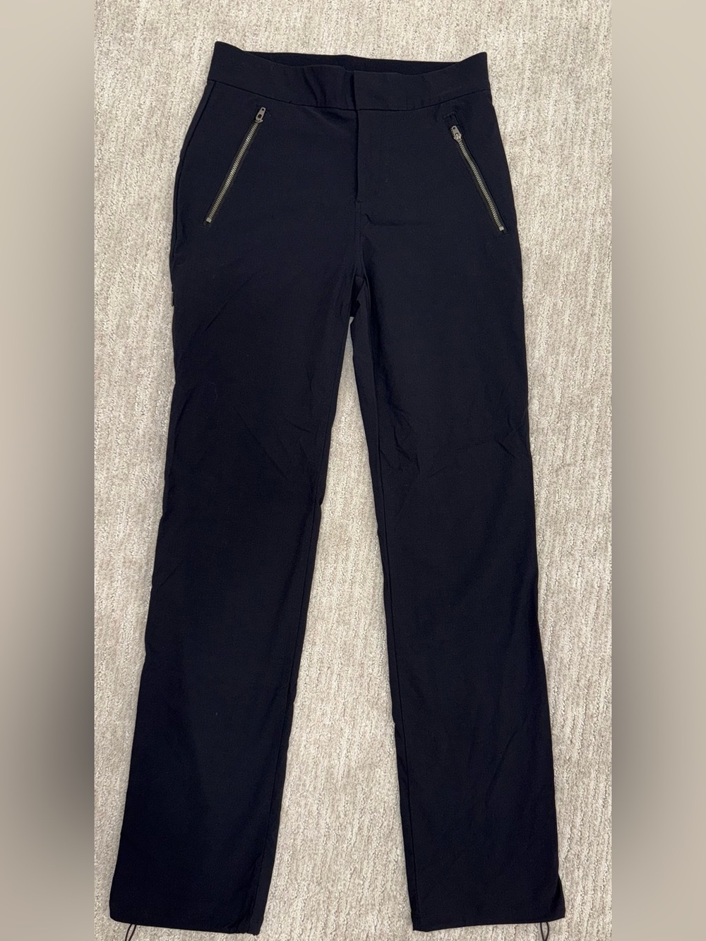 Women's Black pants with Zip Pockets, cinchable ankles- Classic Everyday Pants